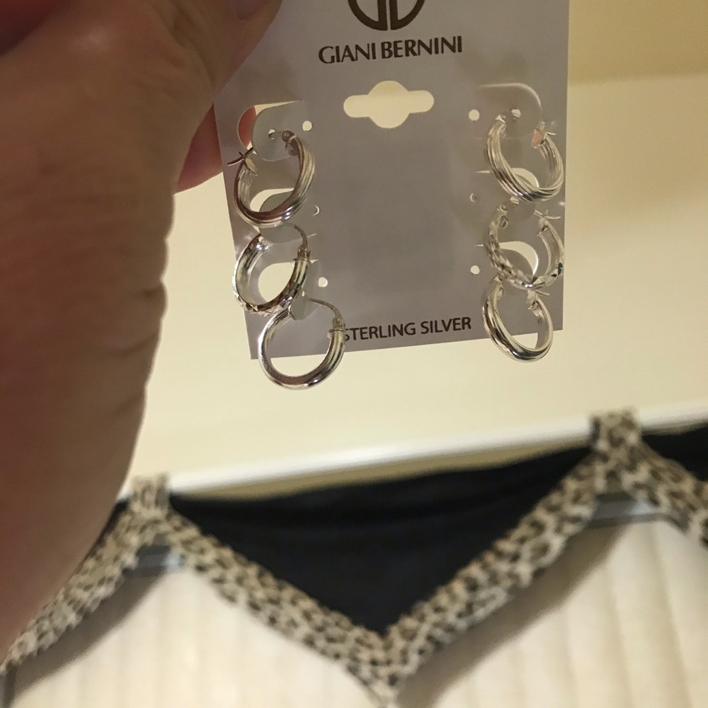 💥NWT Giani Bernini 3 Sterling Silver Hoop Earrings - Picture 3 of 5
